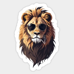 Regal Swagger: Lion Rocking Shades and Cigars Sticker